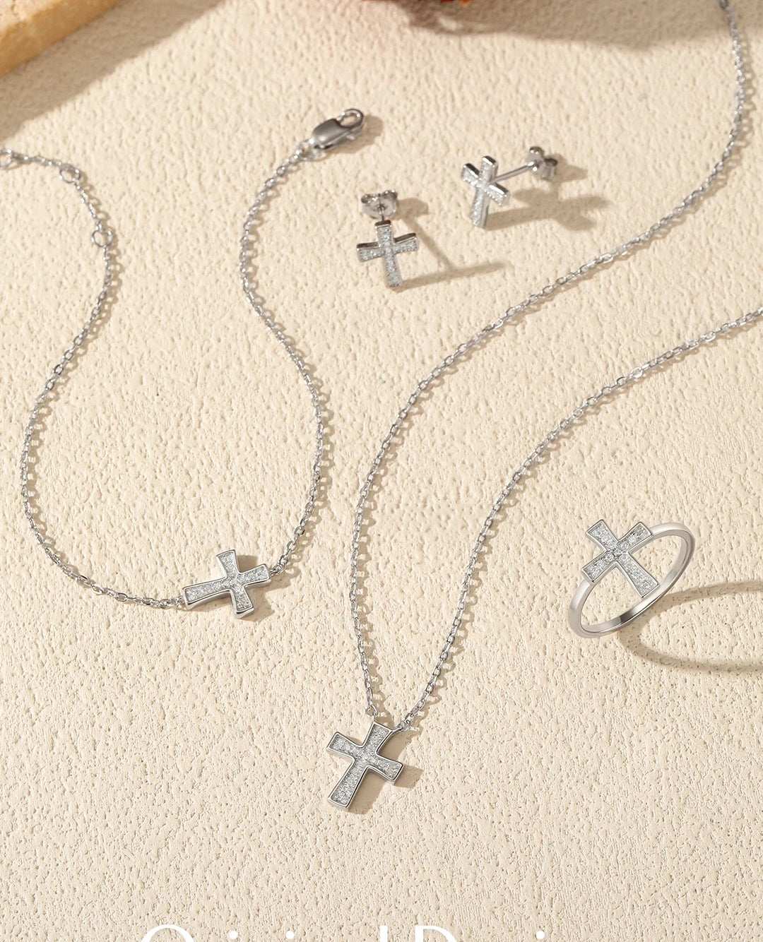 sterling silver moissanite cross jewelry set