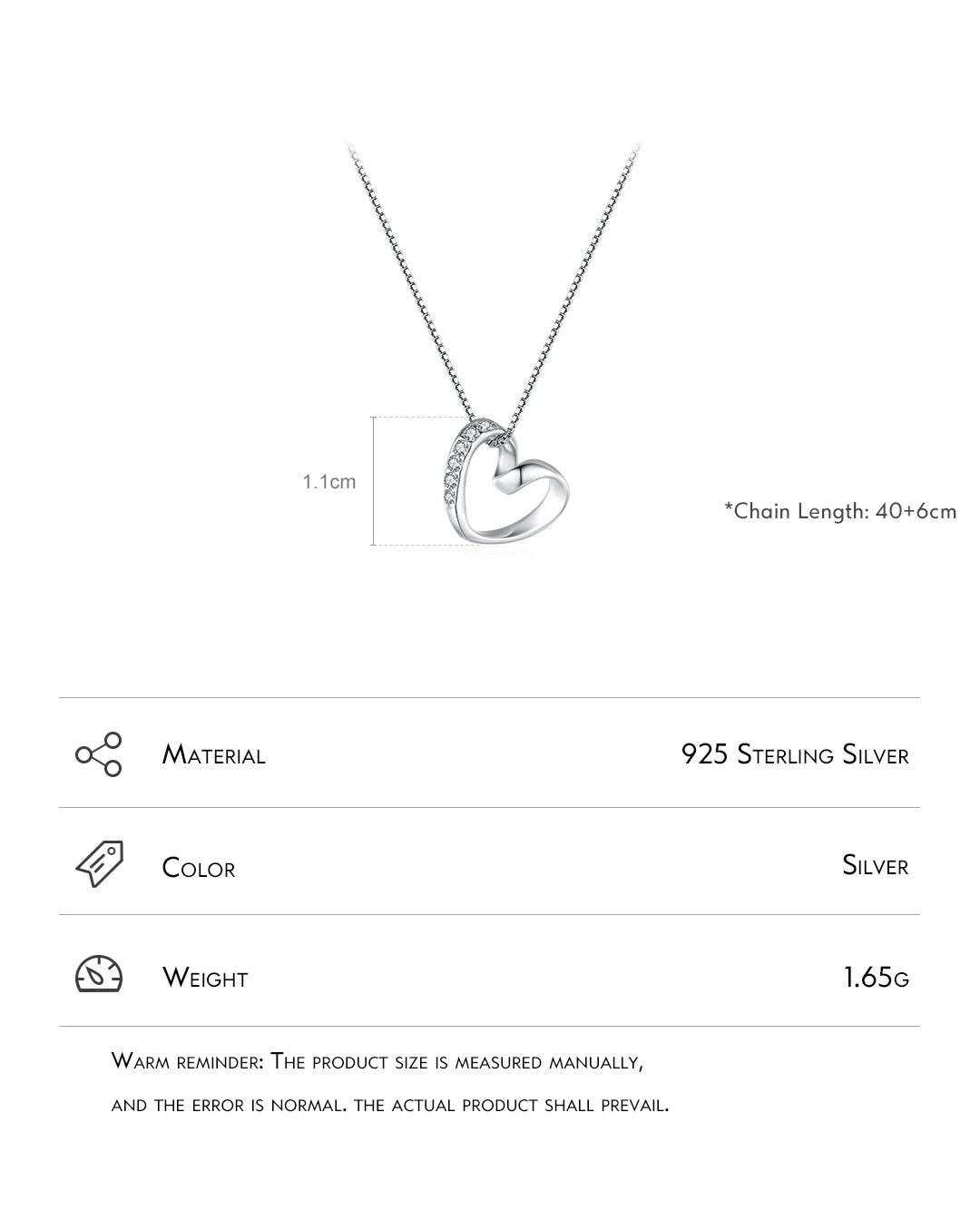 minimal heart necklace with cz
