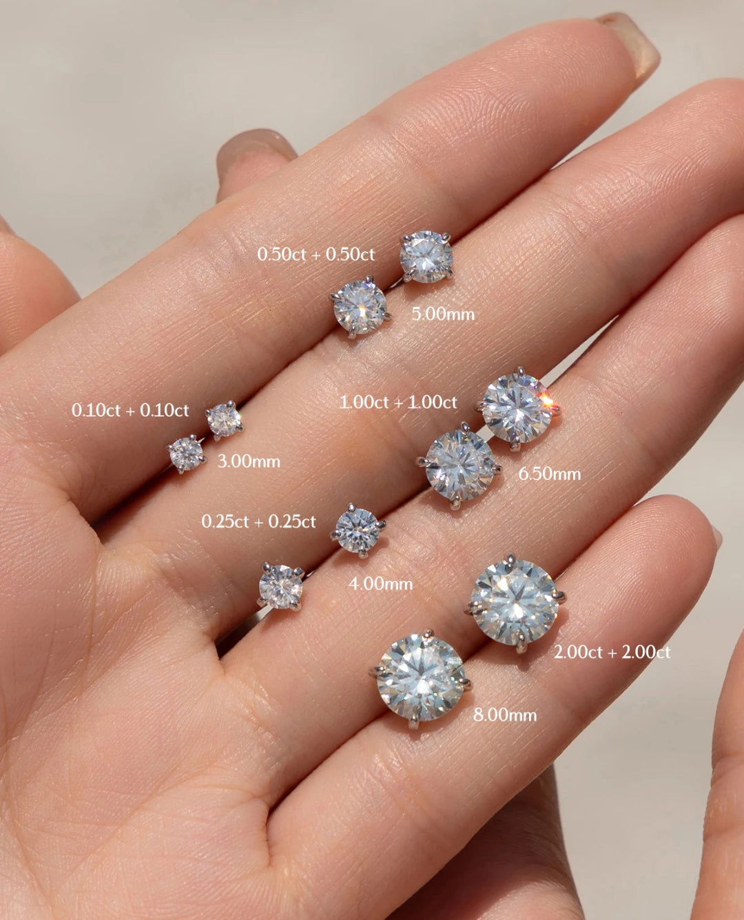 classic round moissanite solitaire studs