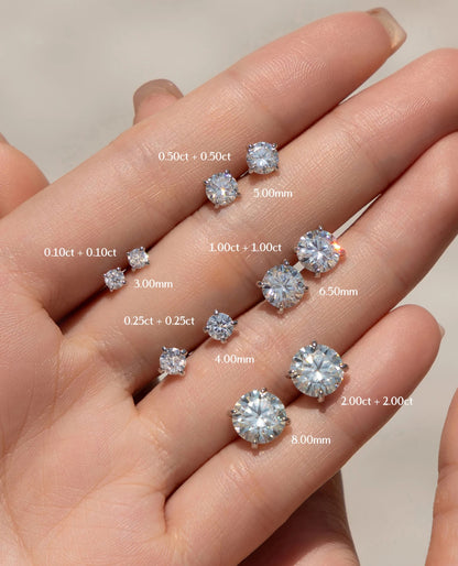 Classic Round Moissanite Solitaire Studs