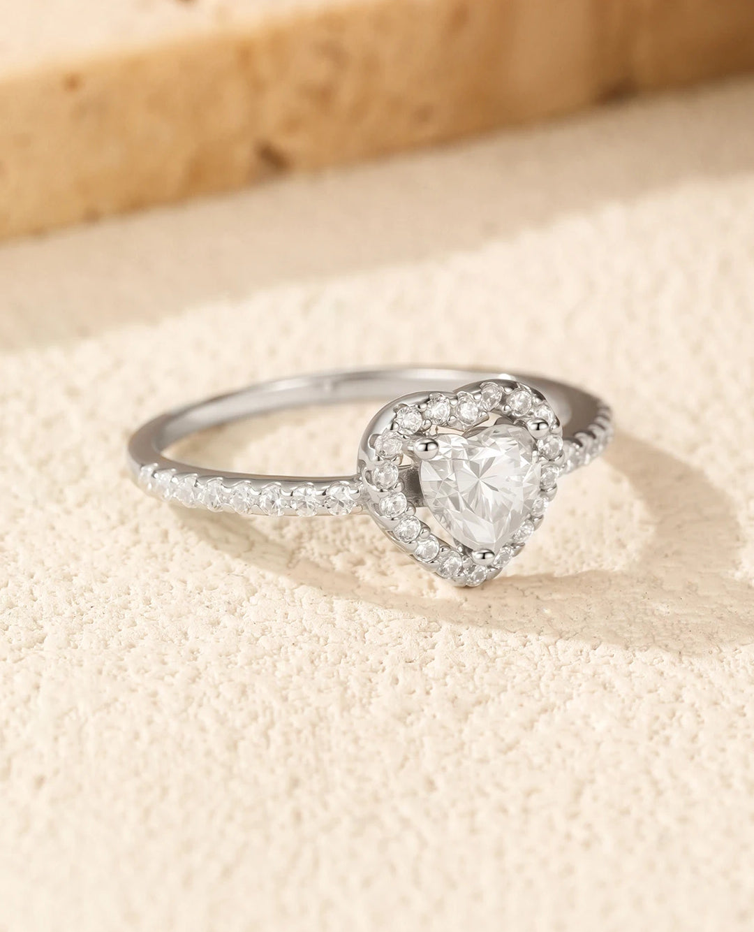 heart halo moissanite ring