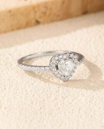 Heart Halo Moissanite Ring
