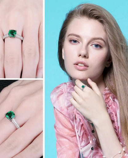 Green Nano Emerald Solitaire Ring