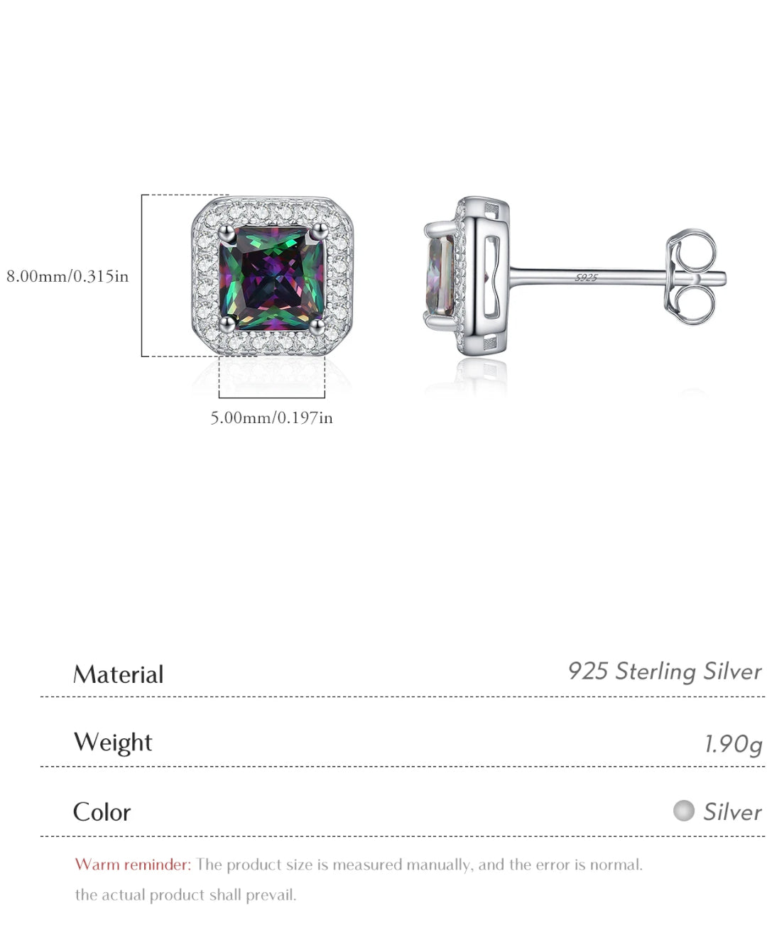 aurora square halo studs