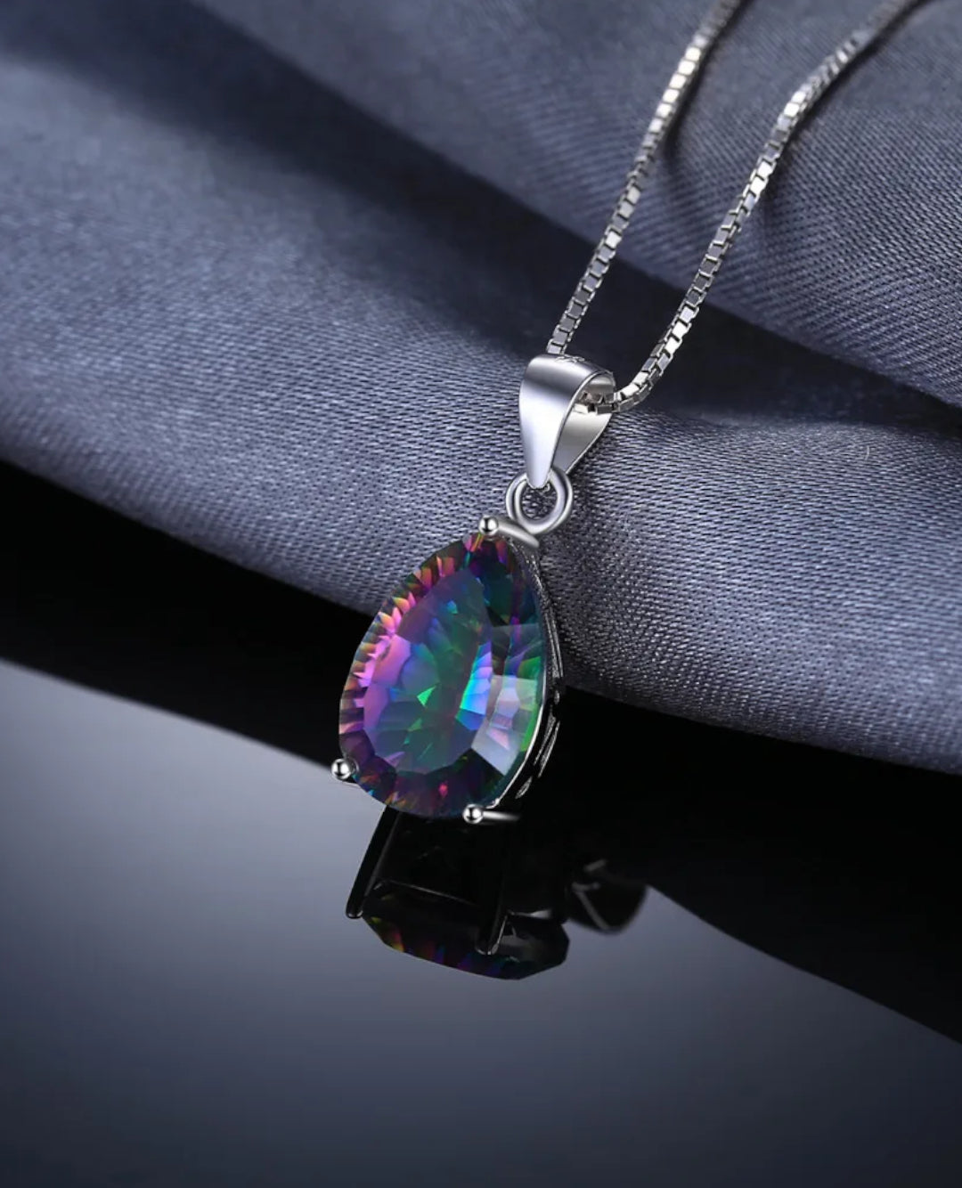 rainbow mystic quartz pear pendant