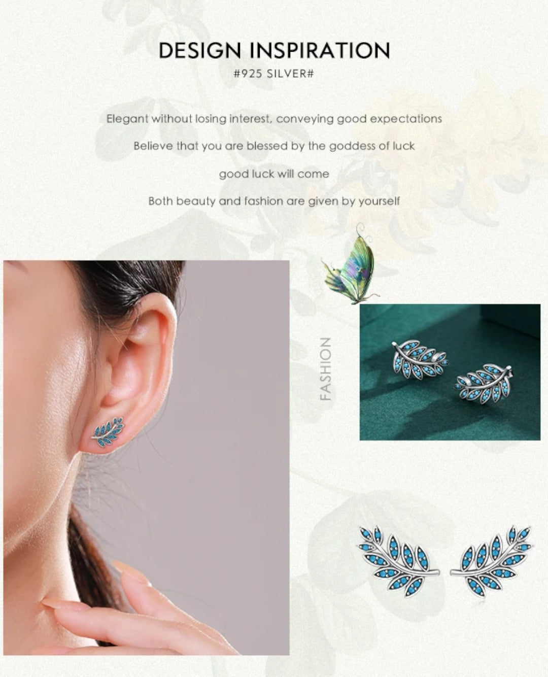 silver leaf studs with turquoise