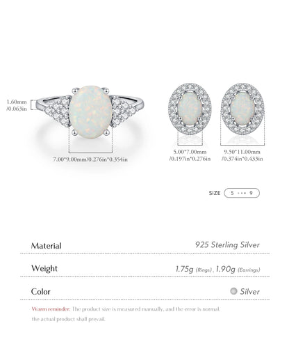 Oval Opal Ring & Stud Set