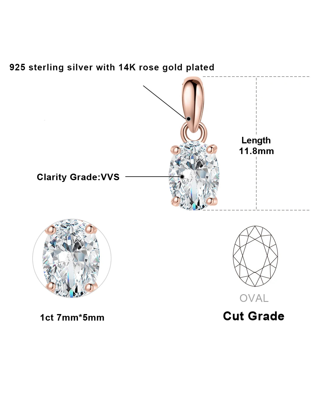 classic oval moissanite pendant