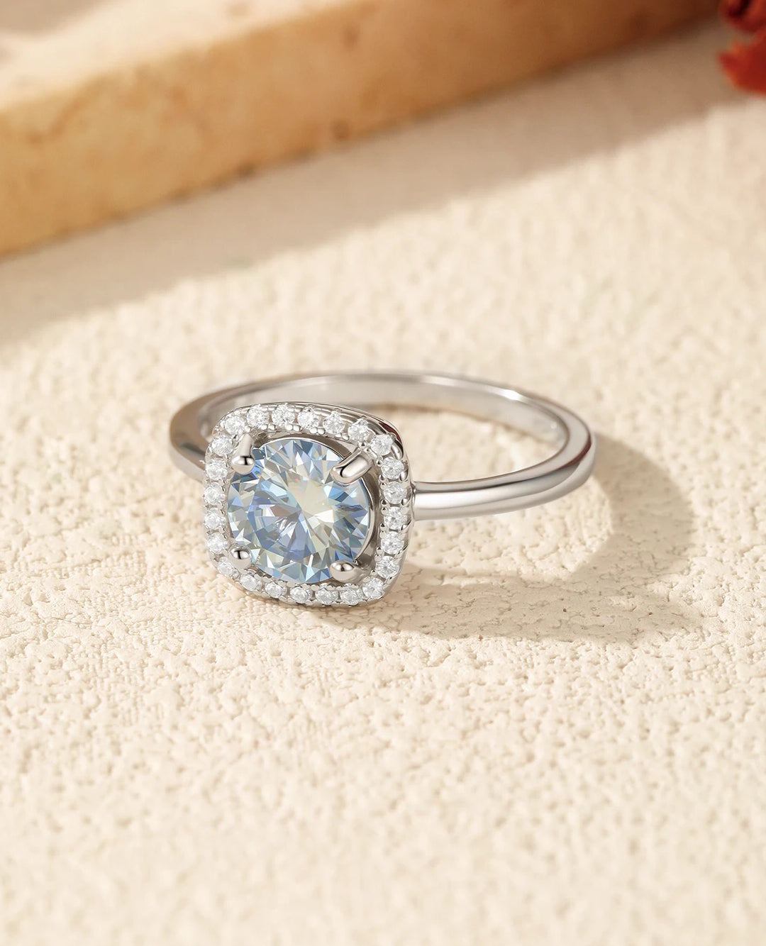 cushion halo moissanite ring