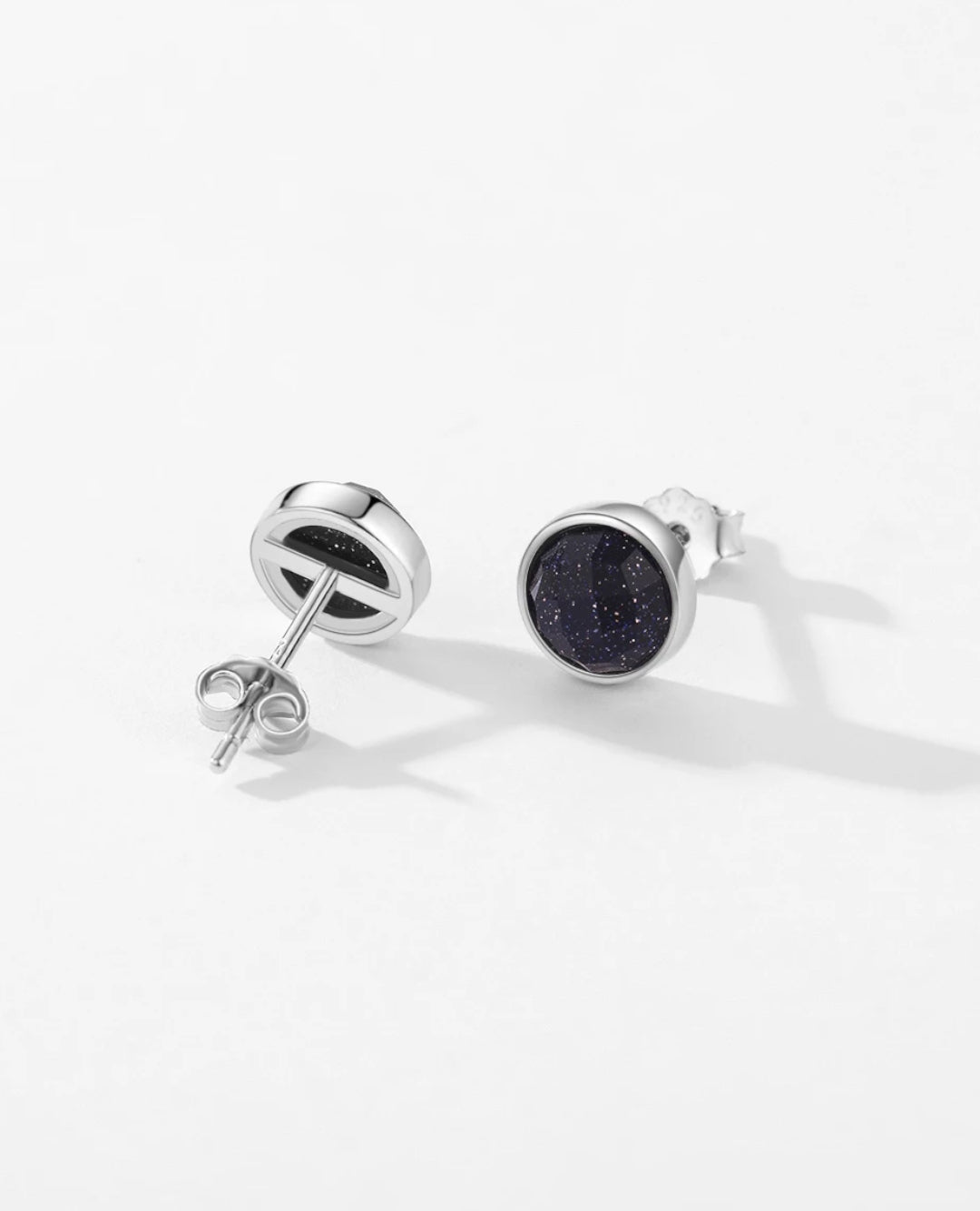 minimal black aventurine stud earrings