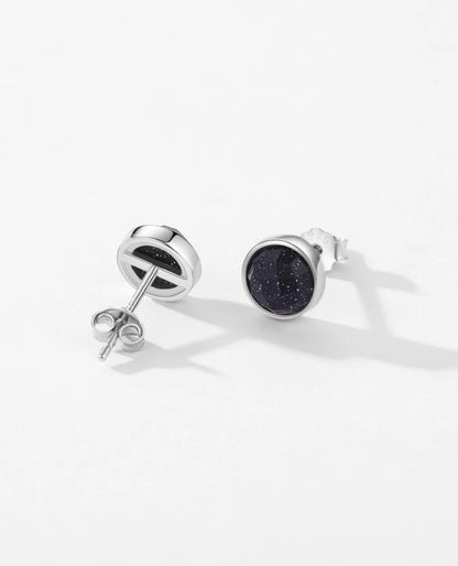 Minimal Black Aventurine Stud Earrings