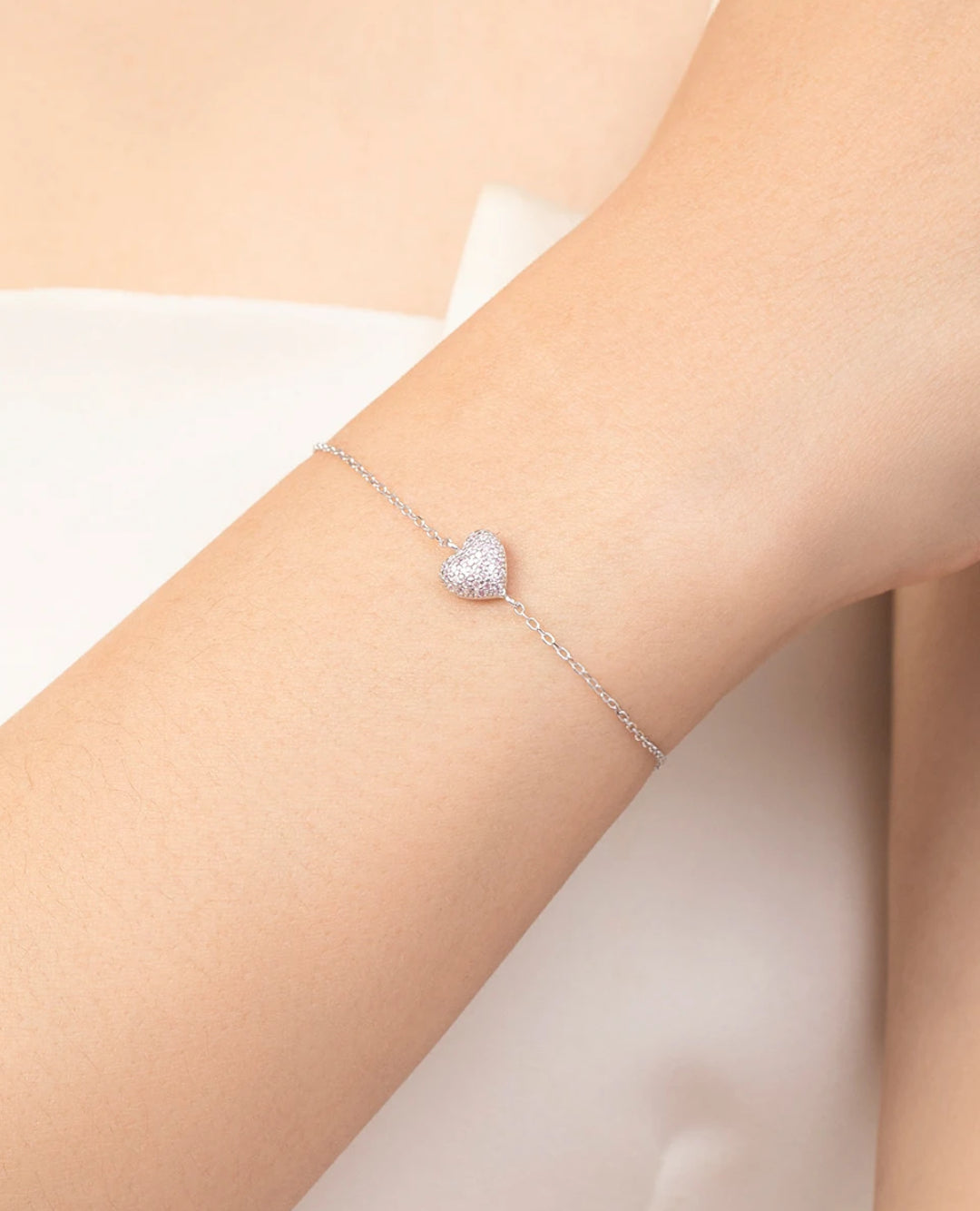 pink cz heart bracelet