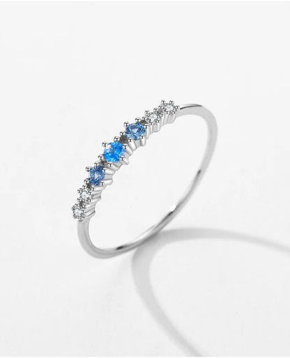Minimal Blue CZ Stack Ring