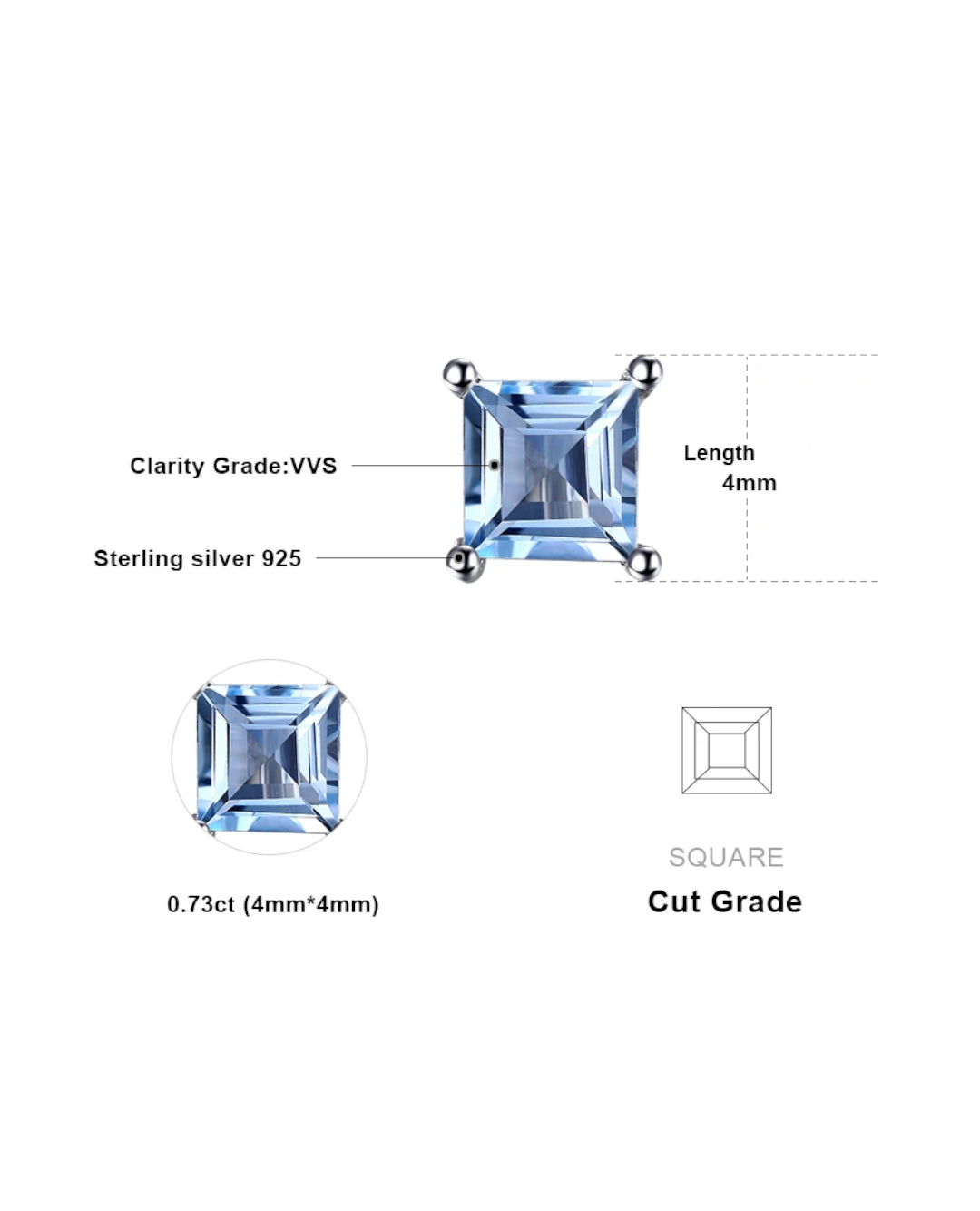 square studs in sterling silver