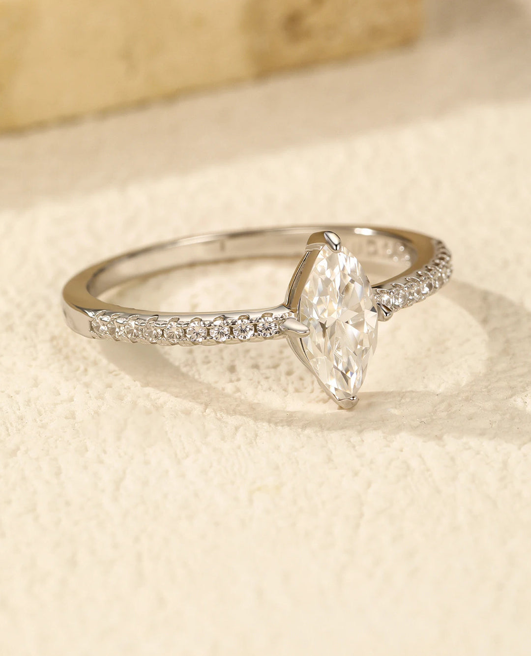 marquise moissanite pavé ring