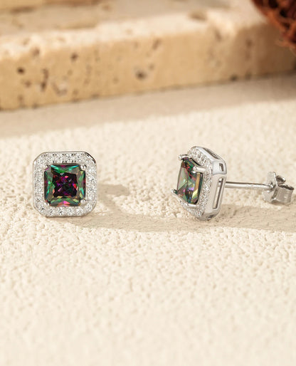 Aurora Square Halo Studs