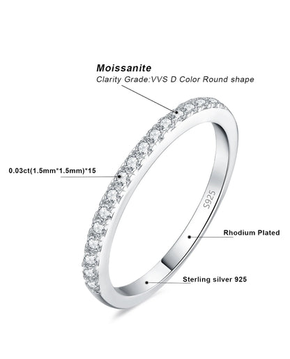 D-Color Moissanite Half Eternity Band