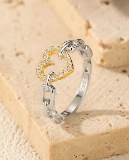Sparkle Heart Chain Ring