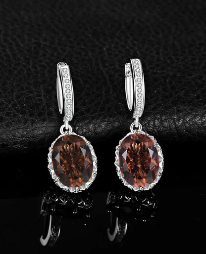 Oval Smoky Quartz Dangle Earrings