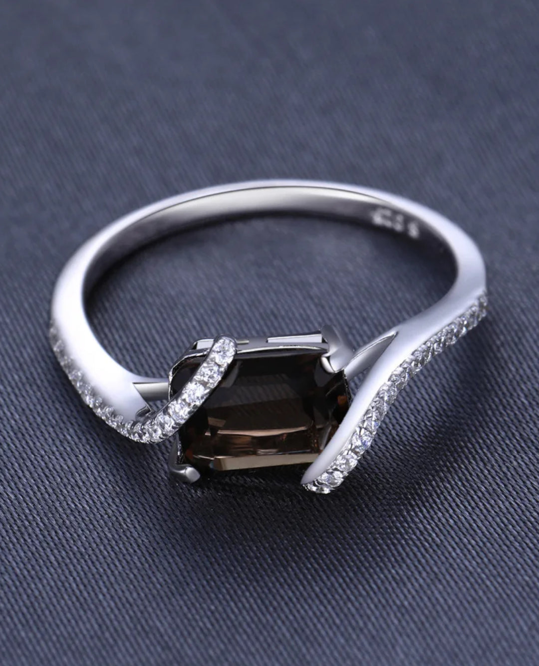 smoky quartz rectangle ring