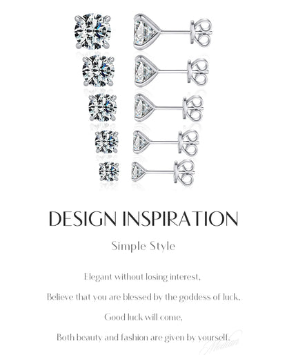 Classic Round Moissanite Solitaire Studs