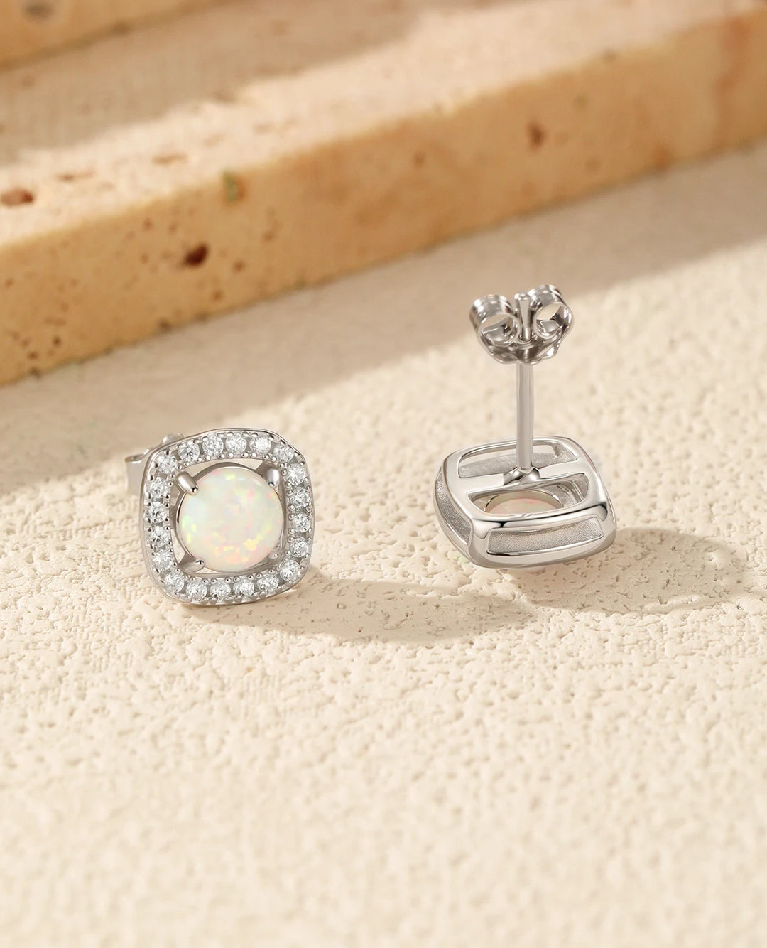 opal glow stud earrings