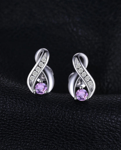 Purple Amethyst Studs with Infinity Detail