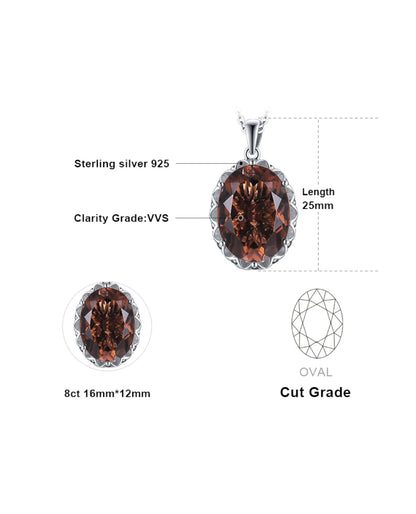 8 ct Natural Smoky Quartz Pendant in Sterling Silver