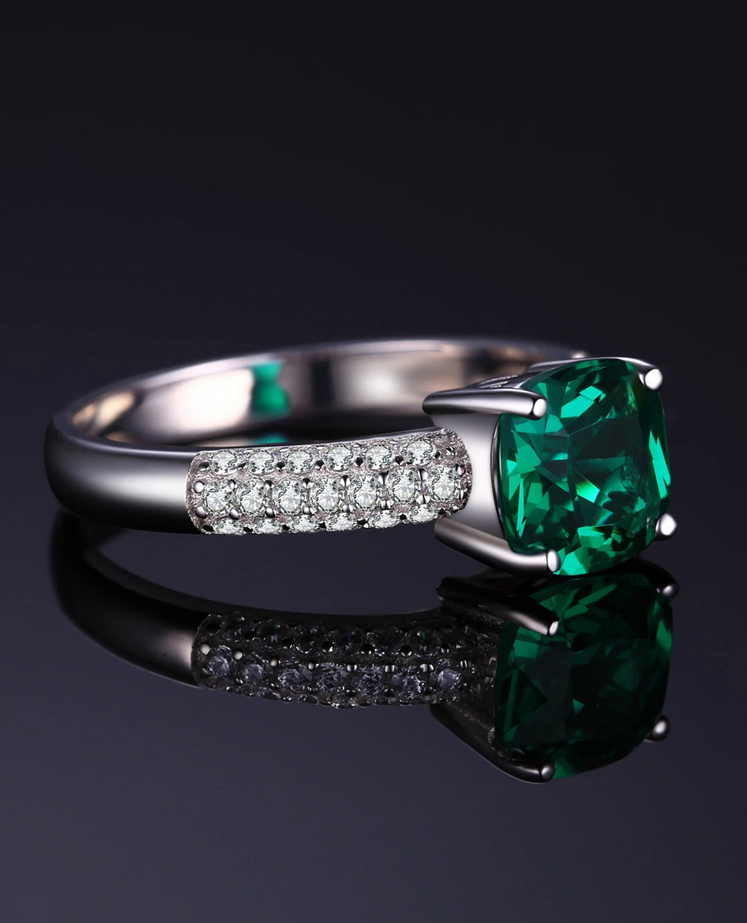 green nano emerald solitaire ring