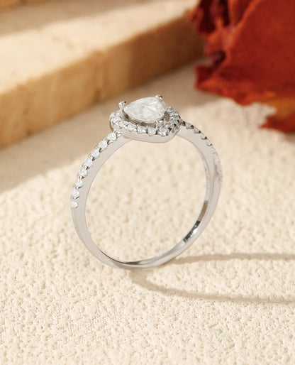 Heart Halo Moissanite Ring