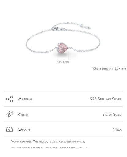 Pink CZ Heart Bracelet