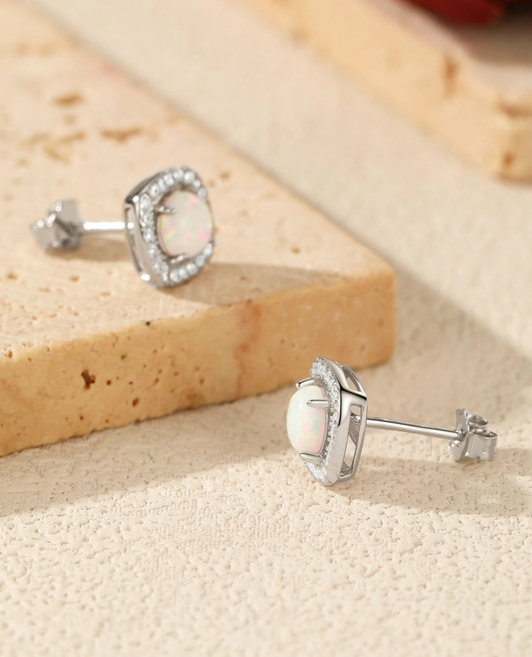 opal glow stud earrings