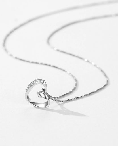 Minimal Heart Necklace with CZ