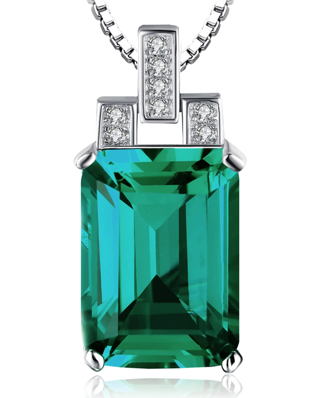 created nano emerald pendant necklace in sterling silver