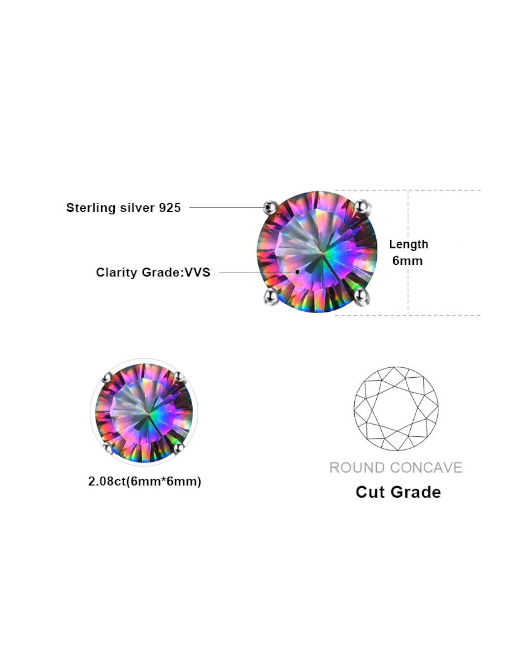 rainbow mystic quartz stud earrings