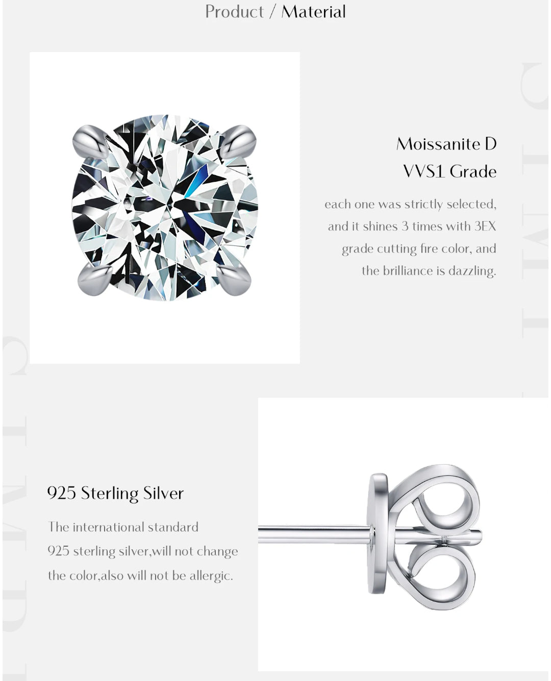 classic round moissanite solitaire studs