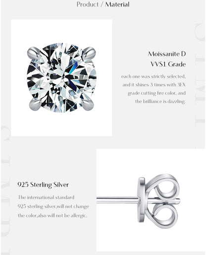 Classic Round Moissanite Solitaire Studs