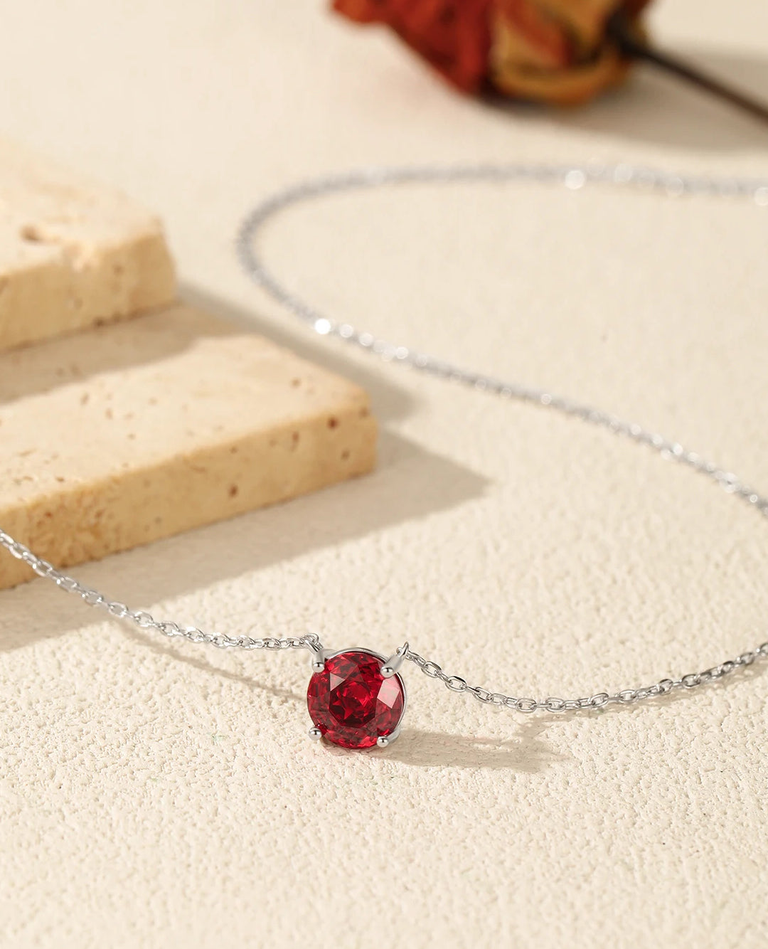 red rose-cut cz necklace