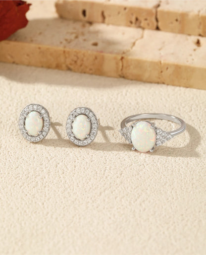 Oval Opal Ring & Stud Set