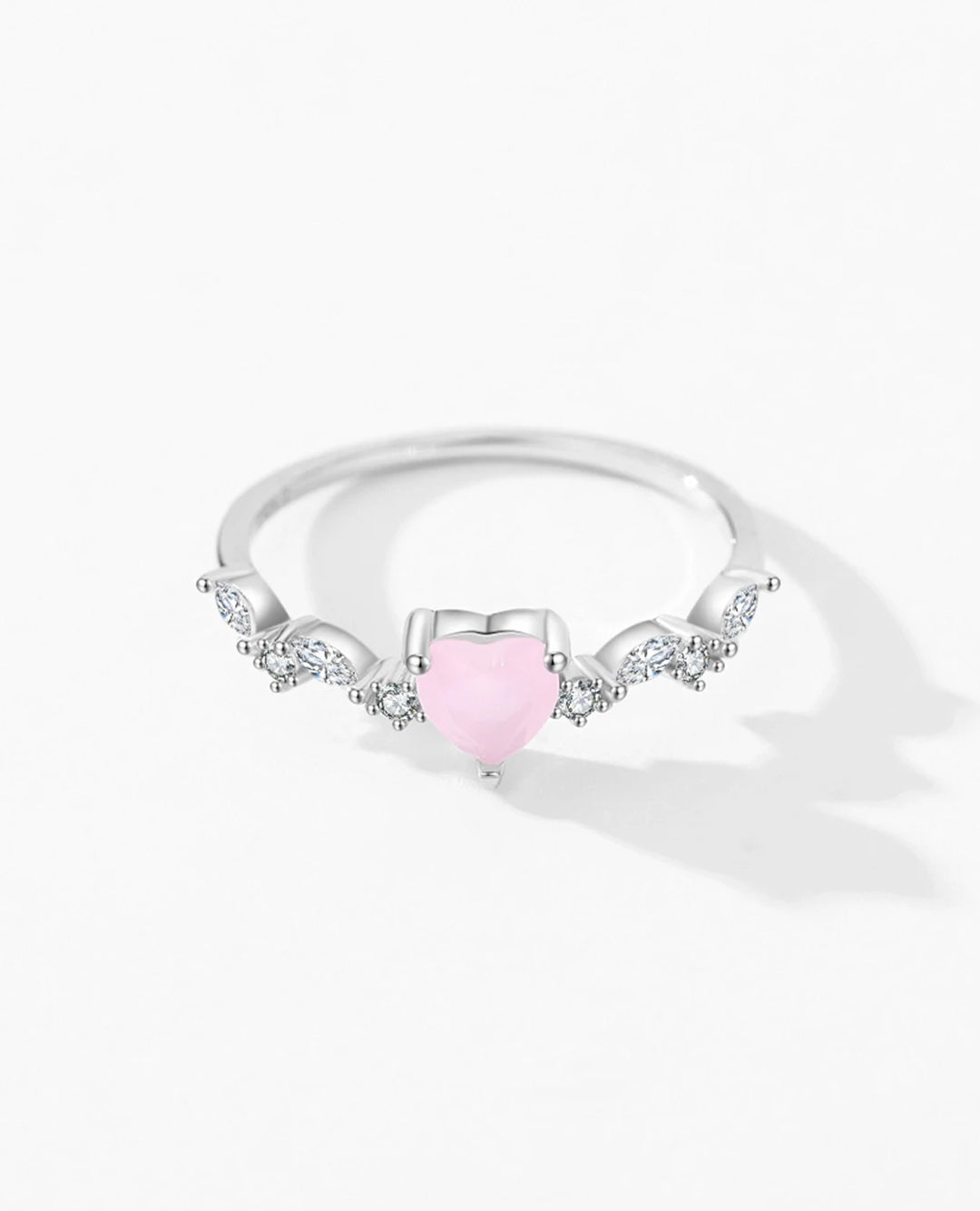 pink heart crystal ring