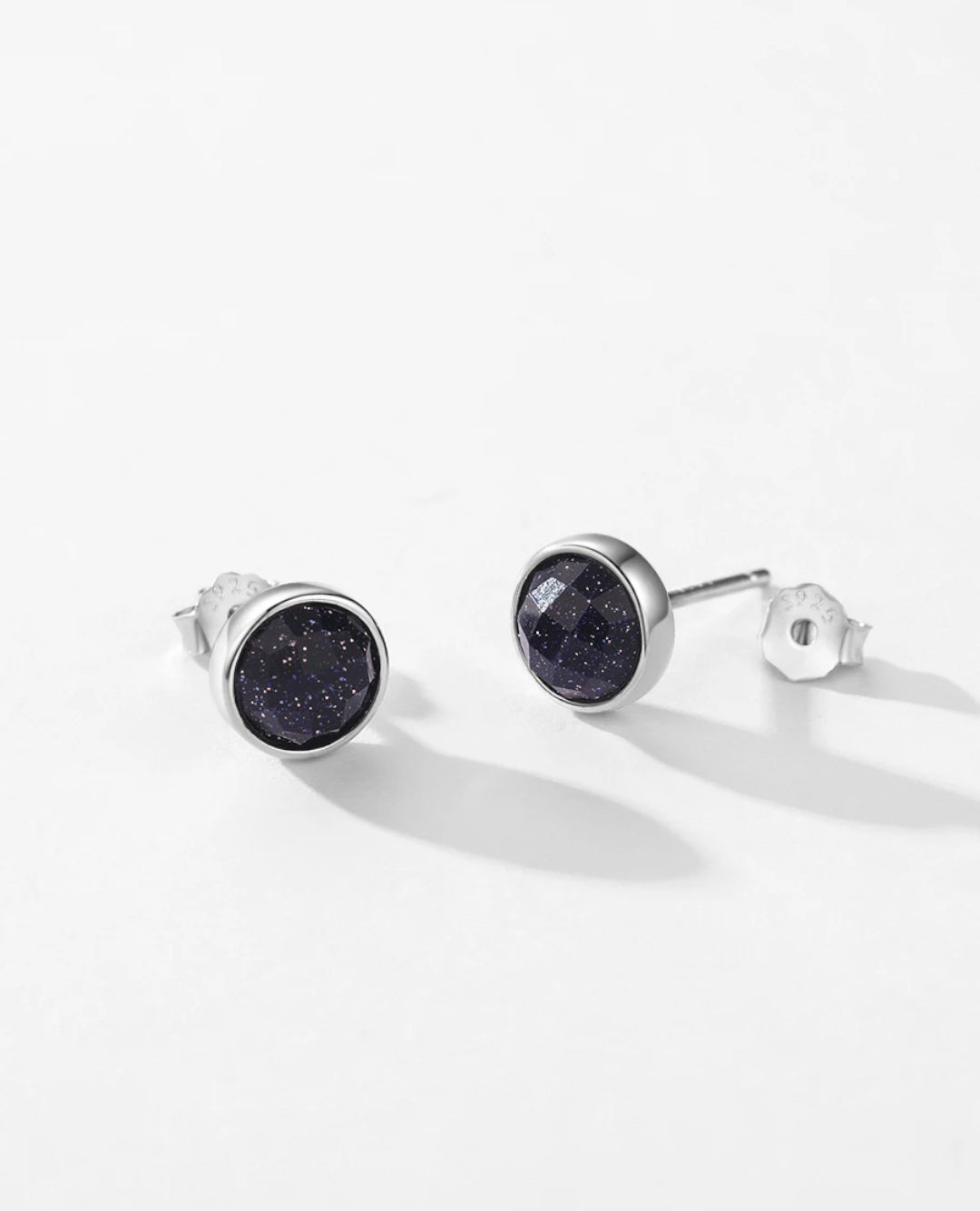 minimal black aventurine stud earrings