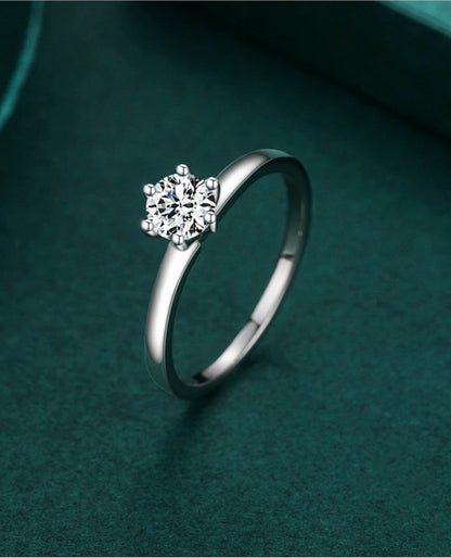 Round Clear CZ Prong Ring