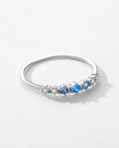 Minimal Blue CZ Stack Ring