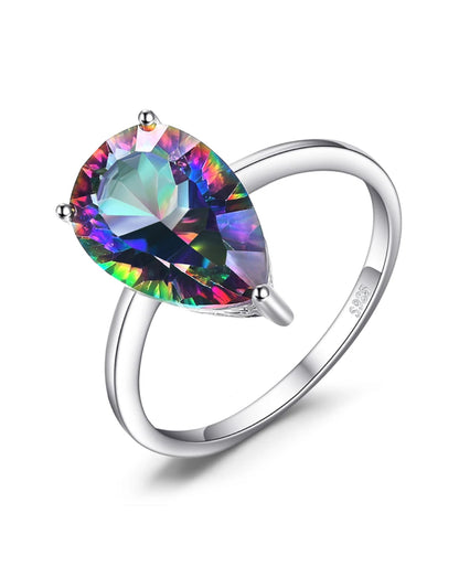 Rainbow Mystic Quartz Triangle Ring