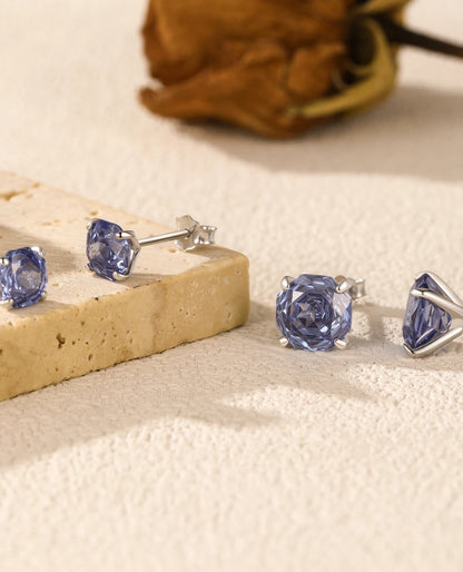 Tanzanite-Blue Zircon Stud Earrings