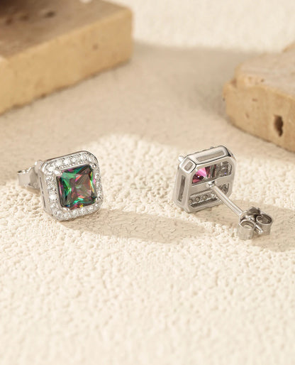 Aurora Square Halo Studs