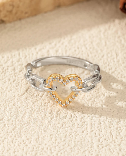 Sparkle Heart Chain Ring