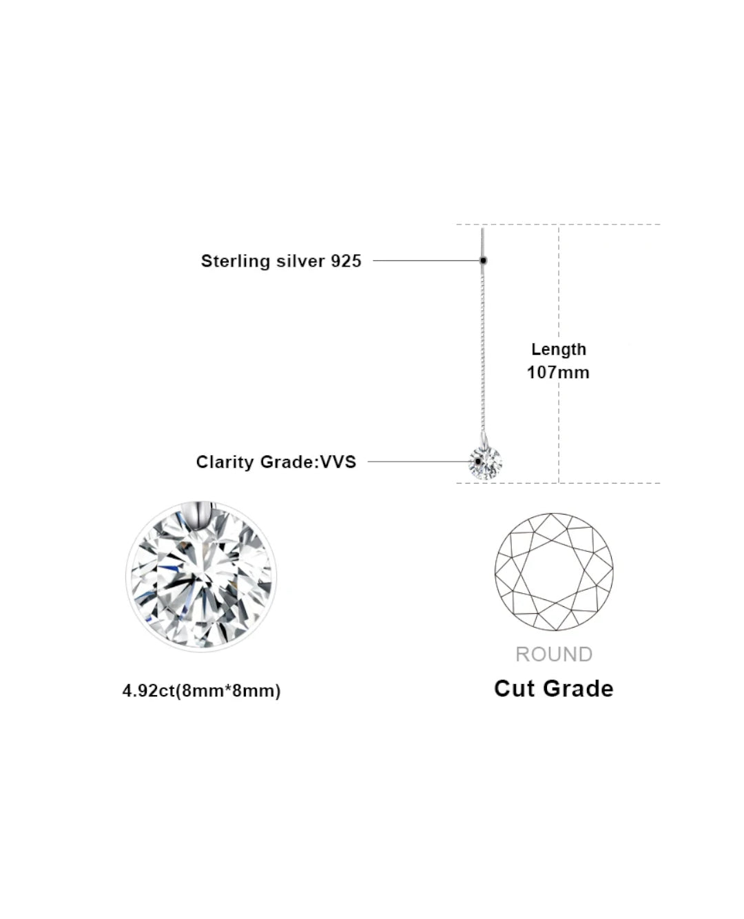 long drop thread earrings with cz