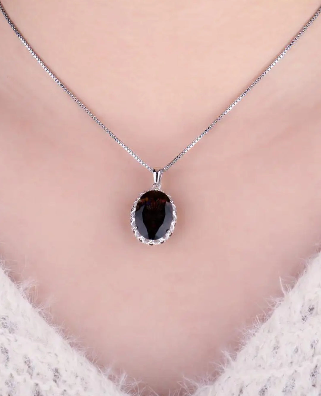8 ct natural smoky quartz pendant in sterling silver