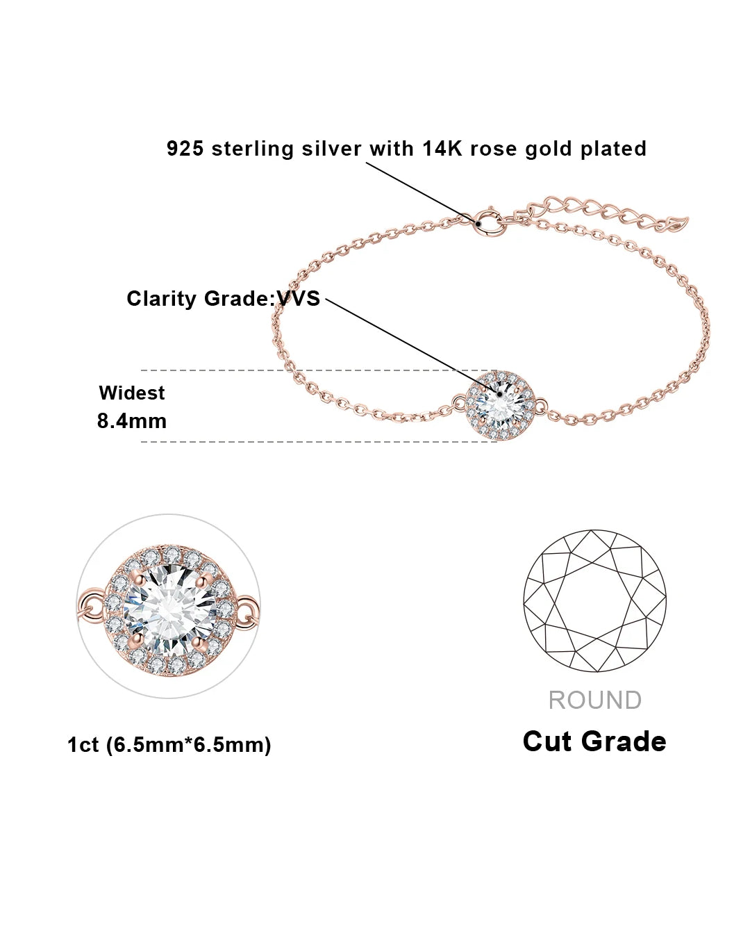 rhodium-plated moissanite bracelet